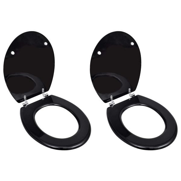 vidaXL Toilettensitze mit Deckel 2 Stück MDF Schwarz, 275908