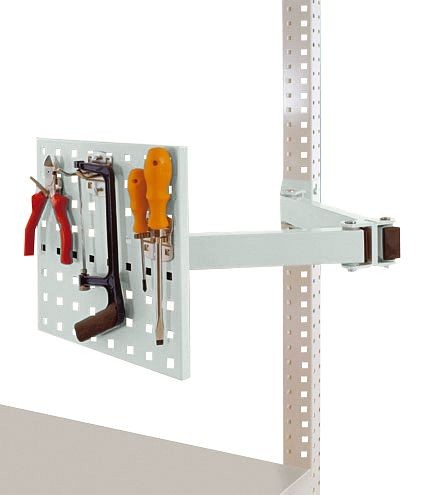 Manuflex Werkzeugträgerplatte für UNIVERSAL und PROFI, BxH 305 x 305 mm, mit Doppelgelenk-Schwenkausleger, Lichtgrau, ZB3567.7035