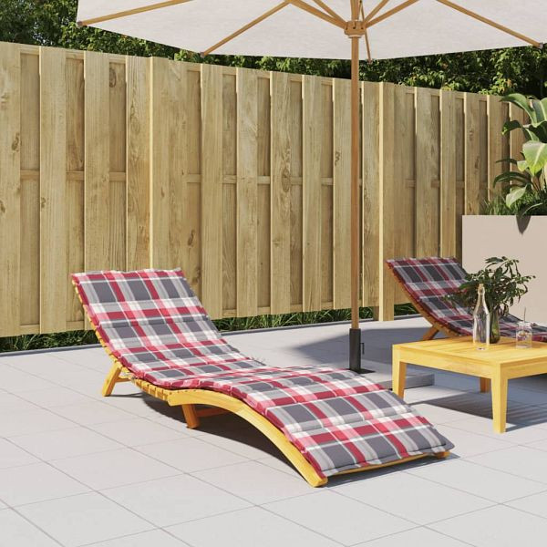 vidaXL Sonnenliegen-Auflage Rot Karomuster 200x50x3 cm Oxford-Gewebe, 314201