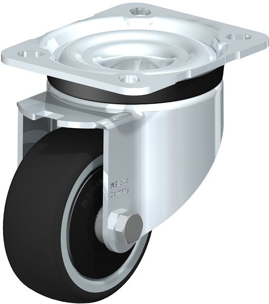 Blickle LK-PATH 80K-ELS Stahlblech-Lenkrolle, schwere Ausführung, mit Anschraubplatte, Thermoplastisches Polyurethan, Grau, 852233