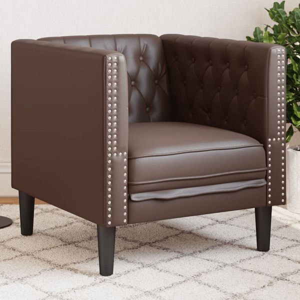 vidaXL Chesterfield-Sessel Braun Kunstleder, Sperrholz, 372654