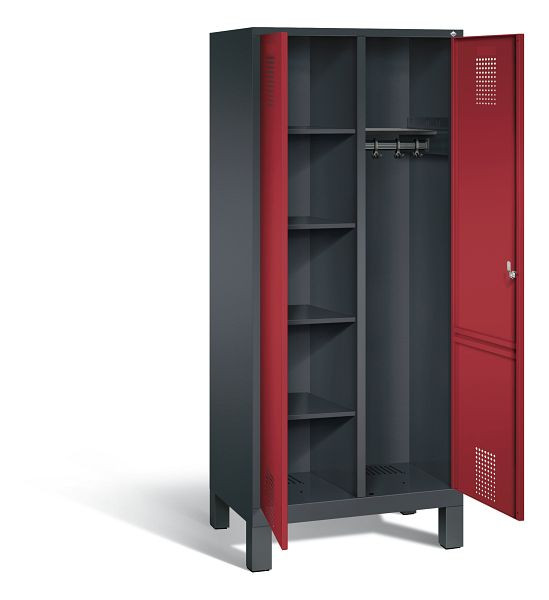 C+P Putzmittel-Spind Evolo, H1850xB810xT500mm, Farbe: Schwarzgrau / Rubinrot, 48060-22 S10070