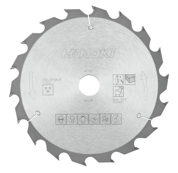 HiKOKI TCT Kreissägeblatt Holz 230x30xZ18 Wechselzahn, 752451