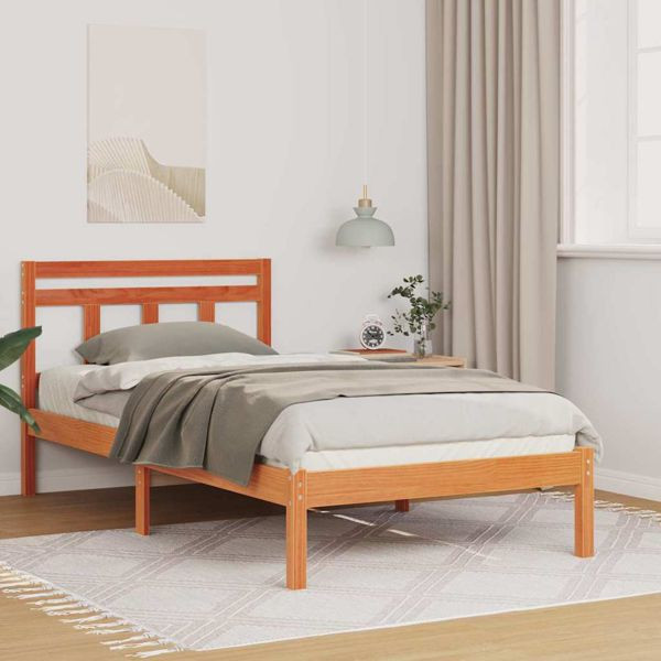 vidaXL Bettgestell Braun Massivholz Kiefer, 872358