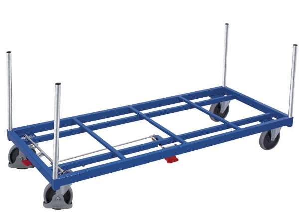 VARIOfit Rungenwagen, Ladefläche: 1.380 x 805 mm, RAL 5010 enzianblau, Radsatz: Bereifung aus Gummi, sw-1310