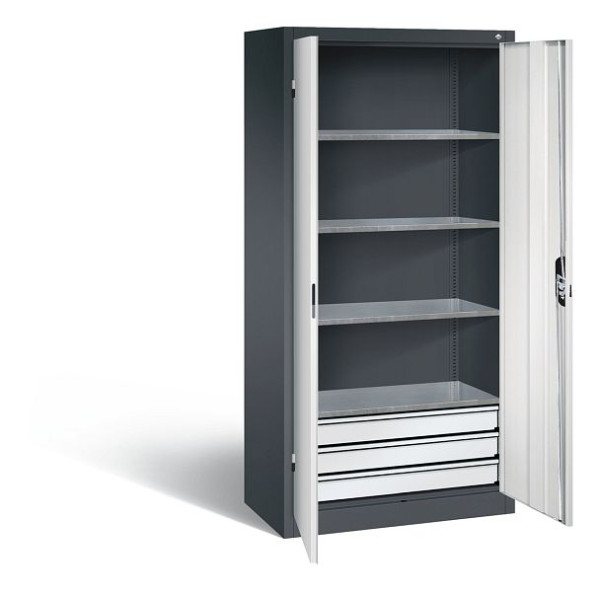 C+P Werkzeugschrank Acurado, H1950xB930xT500mm, Farbe: Schwarzgrau / Lichtgrau, Muldengriff, 8921-503 S10157