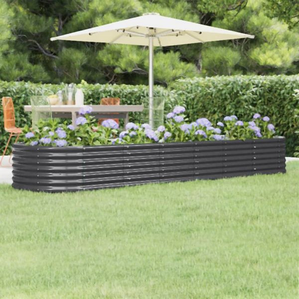vidaXL Hochbeet Pulverbeschichteter Stahl 296x80x36 cm Anthrazit, 318926