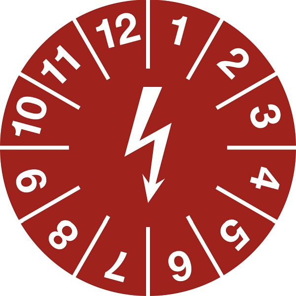 Moedel Prüfplakette für elektrische Einrichtungen, Dokumentenfolie, rot, Ø 15 mm, VE: 10 Stück/Bogen, 54593