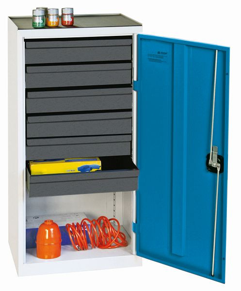 stumpf Werkzeugschrank, Höhe 100 cm, 6 Schubladen, lichtgrau / lichtblau, 3001678