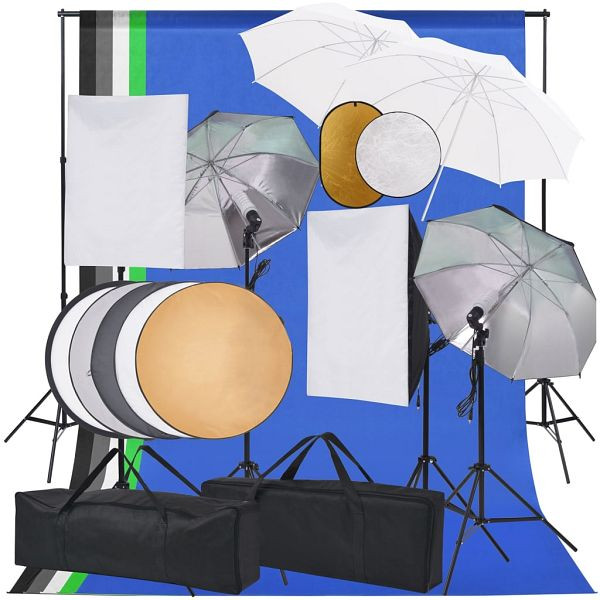 vidaXL Fotostudio-Set Softbox-Lampen, Schirm, Hintergrund, Reflektor, 3067105