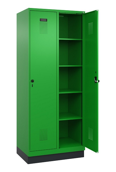 C+P Wäsche-Spind Evolo PLUS, mit Sockel, 2 Abteile, 1950x800x500mm, 6037/6037, Verschluss Drehriegel, Ablageböden 8, 049020-22B S10026