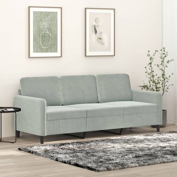 vidaXL 3-Sitzer-Sofa Hellgrau 180 cm Samt, Füllung: Schaumstoff, 359452