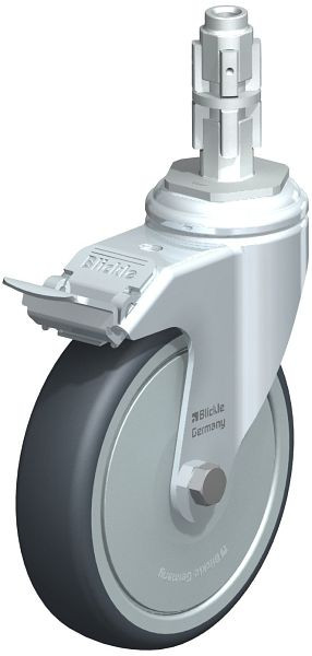 Blickle LKRA-TPA 126K-11-FI-FK-E13 Apparate-Lenkrolle mit Expander & Feststeller, Thermoplastisches Gummi-Elastomer, Grau, 638551