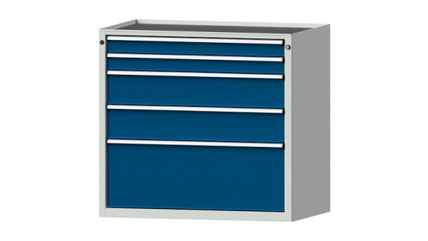 ANKE Werkbänke Schubladenschrank, Modell 3009 V, 1060 x 675 x 980 mm, RAL 7035/5010, Wanne, 611.416