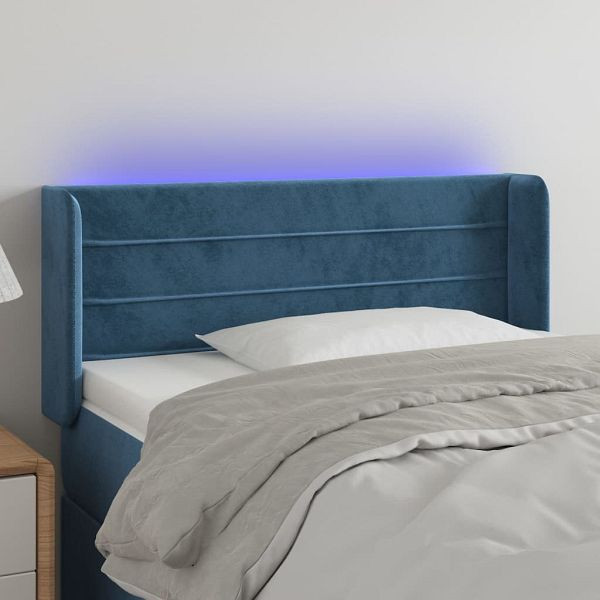 vidaXL LED Kopfteil Dunkelblau 103x16x78/88 cm Samt, 3123422