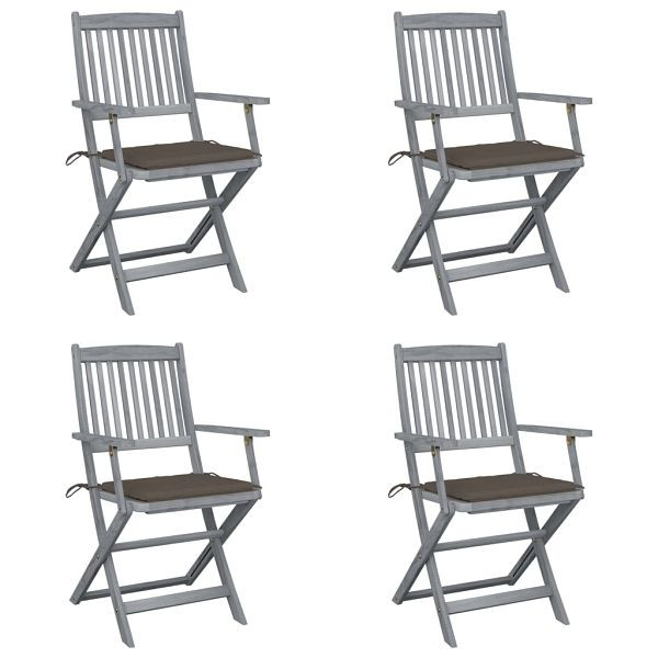 vidaXL Klappbare Gartenstühle 4 Stück mit Sitzkissen Massivholz Akazie, 3064517