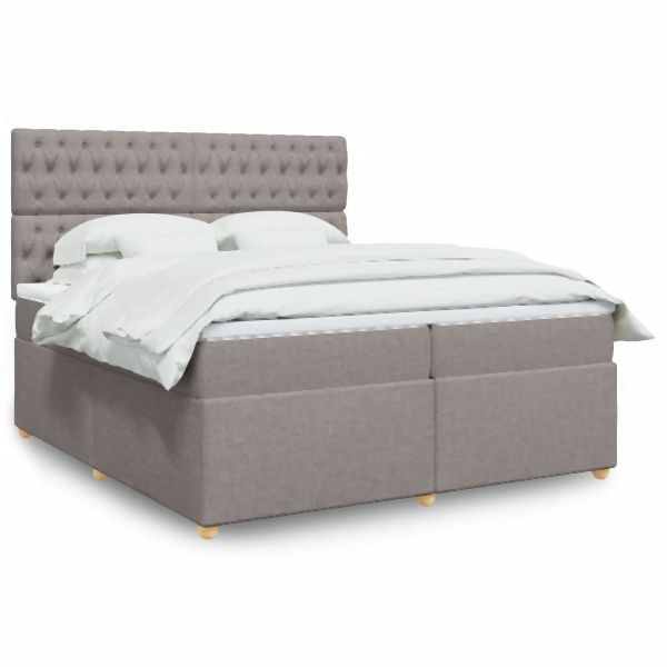 vidaXL Boxspringbett mit Matratze Taupe 200x200 cm Stoff, 3291398