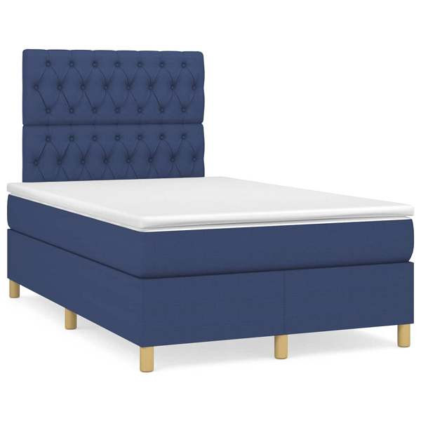 vidaXL Boxspringbett mit Matratze Blau 120x190 cm Stoff, 3269957