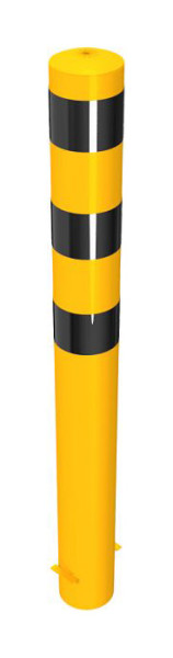 Schake Stahlrohrpoller Ø 152 x 3,2 mm ortsfest, zum Einbetonieren gelb / schwarz, Gesamtlänge: 1500 mm, mit aufgeschweißter Stahlkappe, 40151BG