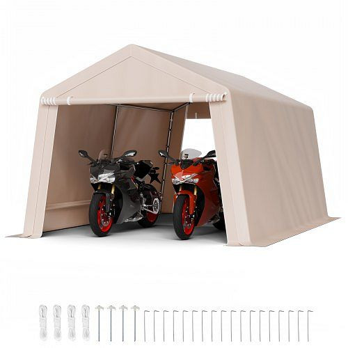 VEVOR Gerätehaus 305x457x243 cm, PE, grau: Garagenzelt, Geräteschuppen, Carport, Fahrradgarage, Motorrad- & Rasenmäher-Garage, TYCWPMSJD10FE6MV1001V0