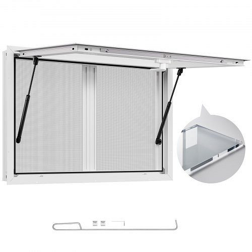 VEVOR Imbissfenster (915 x 610 mm) Aluminiumrahmen, 85° Öffnungswinkel, 2 Schiebefenster für Konzessionsstände, SCFWCK3624YCTALSH001V0