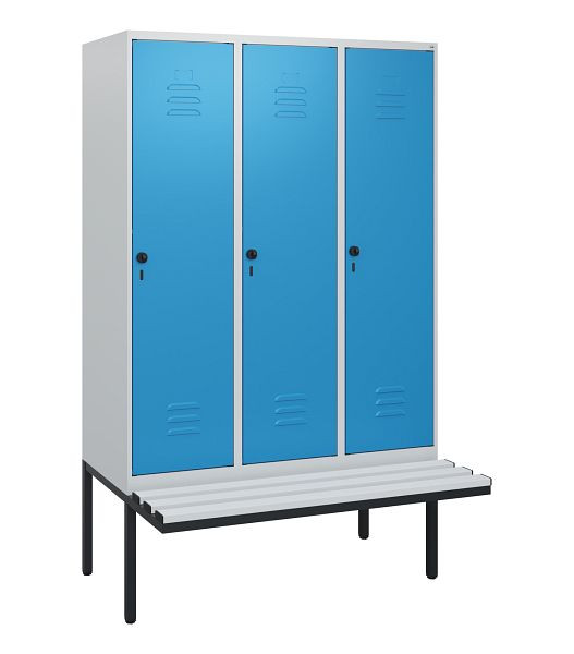 C+P Umkleidespind Classic PLUS, 3 Abteile, 1950x1200x815mm, 7035/5012, Drehriegel, 0800405-32 S10034