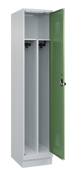 C+P Spind Evolo PLUS, mit Sockel, 1 Abteil, 1950x400x500mm, 7035/6011, Verschluss Drehriegel, 049020-12F S10010