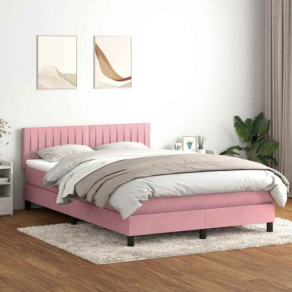 vidaXL Boxspringbett mit Matratze Rosa 160x220 cm Samt, 3317132