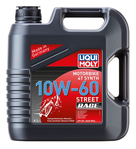 LIQUI MOLY Motoröl Motorbike 4T Synth 10W-60 Street Race, Kanister Kunststoff, VE: 4 Liter, 1687