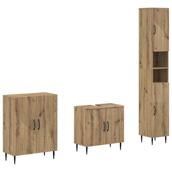 vidaXL 3-teiliges Badezimmer-Schranksystem HAARLEM Artisan-Eiche, 3417458