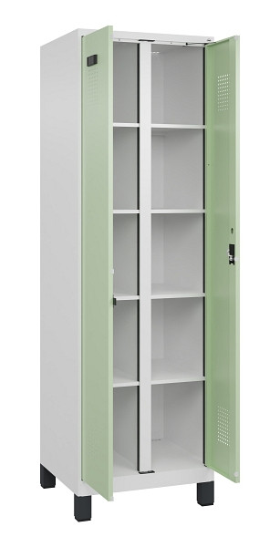C+P Wäsche-Spind Evolo PLUS, mit Füßen, 2 Abteile, 1950x600x500mm, 9016/6019, Verschluss Zylinderschloss, 049012-20B S10046