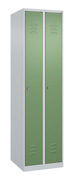 C+P Umkleidespind Classic PLUS, 2 Abteile, 1850x500x500mm, 7035/6011, Zylinderschlösser, 080000-29 S10020