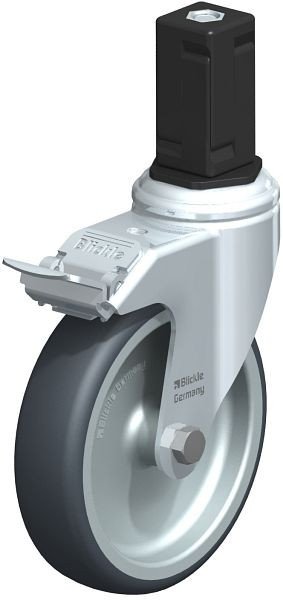 Blickle LKRA-TPA 126G-11-FI-EV15 Apparate-Lenkrolle mit Expander & Feststeller, Thermoplastisches Gummi-Elastomer, Grau, 847891