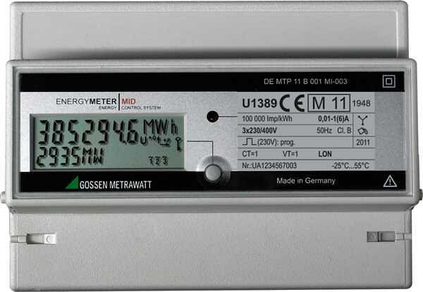 Gossen Metrawatt Energiezähler MID, kWh, 4-L, 1(6)A, U1389-V012