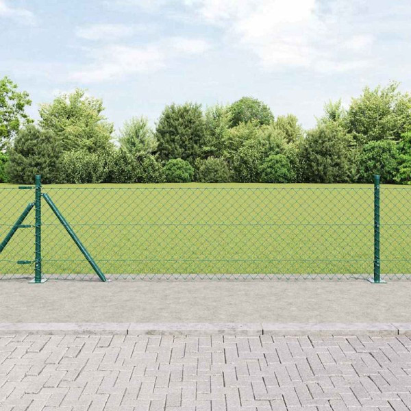 vidaXL Kettengliedzaun mit Pfosten Grün 0,4 x 25 m Stahl, 3351242