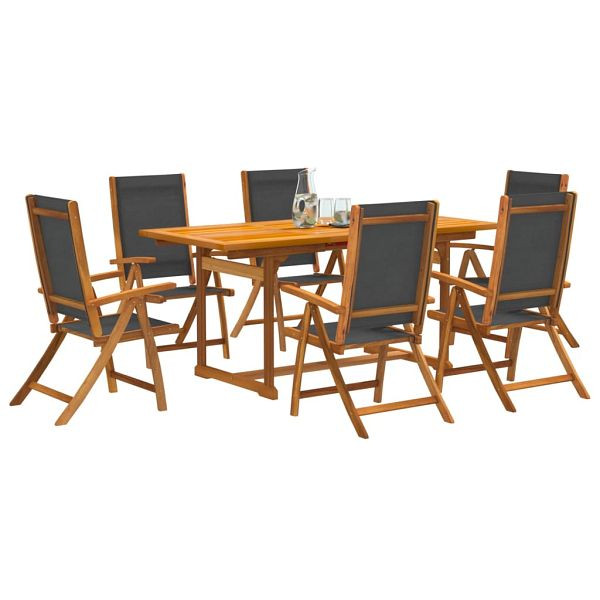 vidaXL 7-tlg. Garten-Essgruppe Massivholz Akazie und Textilene, 3279269