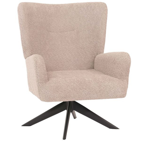 Mendler Lounge-Sessel HWC-N65, Cocktailsessel Polstersessel Relaxsessel, drehbar, Stoff/Textil Chenille Metall, taupe, 107918