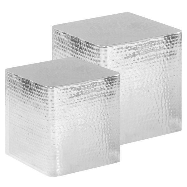 vidaXL Couchtische 2 Stück Silbern Aluminium, Material: Gehämmertes Aluminium (poliert), 246504