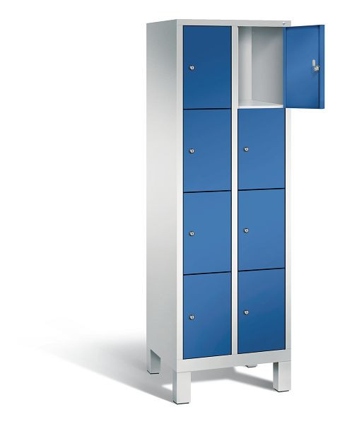 C+P Schließfachschrank Evolo, H1850xB610xT500mm, Farbe: Lichtgrau / Enzianblau, 48010-204 S10048