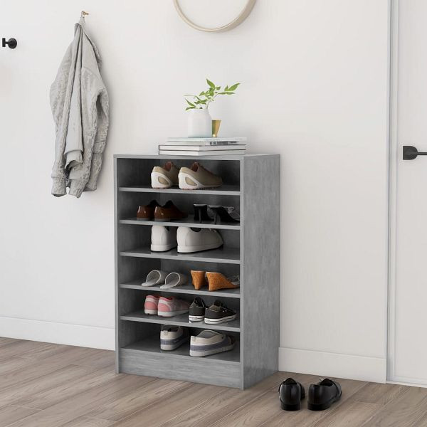 vidaXL Schuhschrank Betongrau 60x35x92 cm Holzwerkstoff, 808949