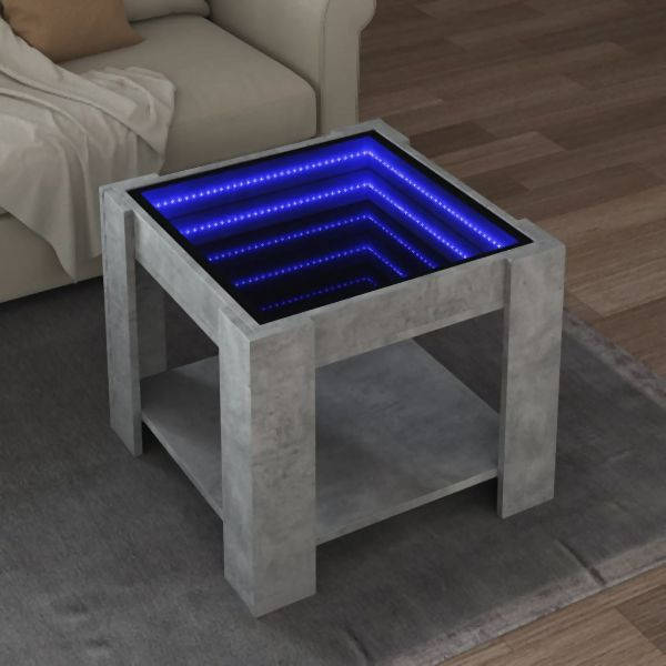 vidaXL LED-Couchtisch Betongrau 53x53x45 cm Holzwerkstoff, 847542