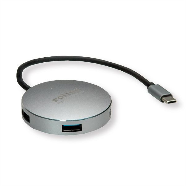 ROLINE USB 3.2 Gen 1 Hub, rund, 4-fach, Typ C Anschlusskabel, 14.02.5036