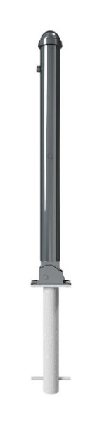 Schake Absperrstilpfosten Typ 477UZHB umlegbar, mit Profilzylinder, zum Einbetonieren, Ø 76mm, mit Zierkappe, RAL 7016, mit 1 Öse, 477UZHB+1