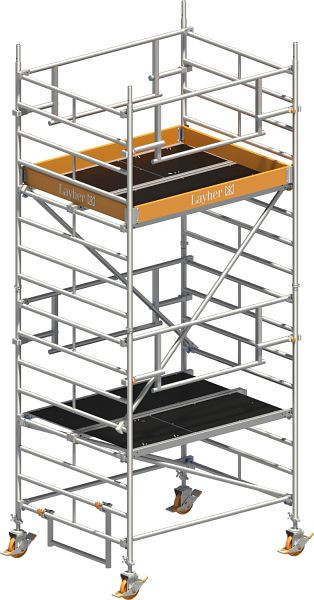 Layher Gerüst Uni Kompakt P2 SAFETY PLUS mit Doppelgeländer, Max. Plattformhöhe: 3,20 m, 1425003