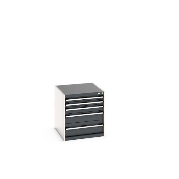 bott cubio Schubladenschrank bestückt, mit 5 Schubladen, BxTxH: 650x750x700mm, RAL 7035/7016, Anthrazitgrau, 40027007.19V
