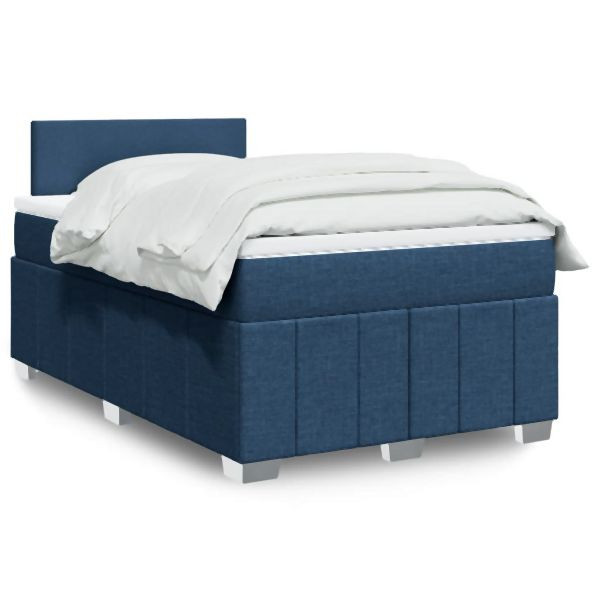 vidaXL Boxspringbett mit Matratze Blau 120x190 cm Stoff, 3287006