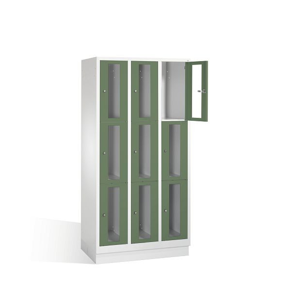C+P Schließfachschrank Classic, H1800xB900xT500mm, Farbe: Lichtgrau / Resedagrün, 8020A303 S10003