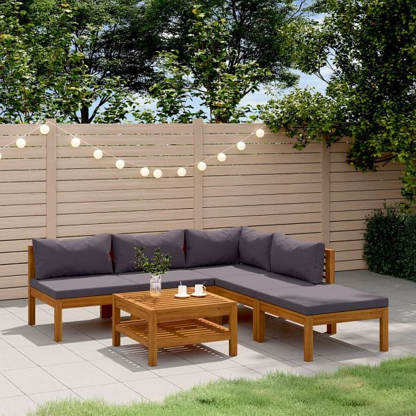vidaXL 6-teilig Garten-Lounge-Set mit Auflage Massivholz Akazie, 3086916