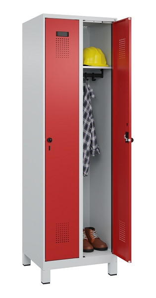 C+P Spind Evolo PLUS, mit Füßen, 2 Abteile, 1950x600x500mm, 7035/3000, Verschluss Drehriegel, Ablageböden 2, 049010-20 S10003