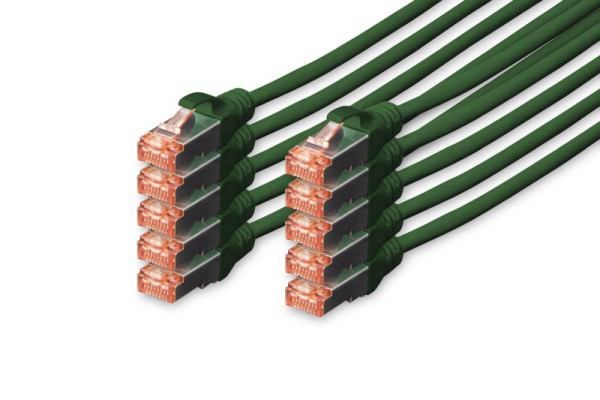 DIGITUS CAT 6 S-FTP Patchkabel, Cu, LSZH AWG 27/7, Länge 0,25 m, grün, VE: 10 Stück, DK-1644-0025-G-10
